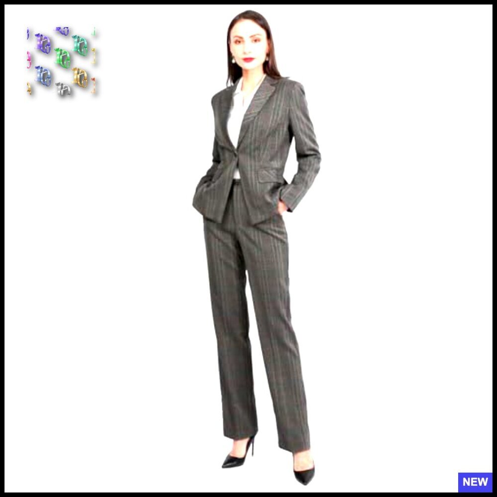 Vintage Plaid Suit Set Two Piece Blazer Pants Classic Elegant Office Wear - Picture 4 of 7